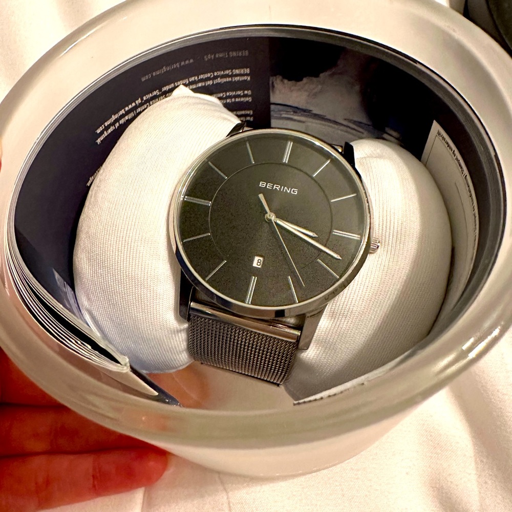 Bering Time Classic Silver Steel and Black Dial Men’s Watch 14241-002